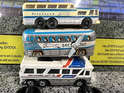 #ad Lot of 3: Vintage Greyhound Line Bus Toys Metal Diecast FREE SHIPPING $254.15