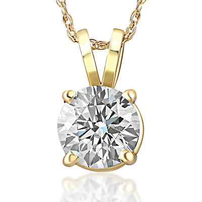 #ad .75ct Round Natural Diamond Solitaire Pendant Necklace 14k White or Yellow Gold $499.99