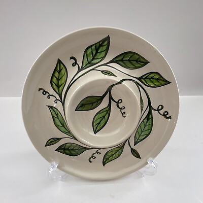 #ad Hand Painted Chip Dip Appetizer Hostess Gift Platter Plate Vine Leves $29.00