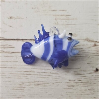 #ad Handmade Glass Blue Fish Pendant No Chain Included New $9.99
