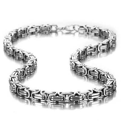 #ad #ad Men#x27;s Silver 316L Stainless Steel 8MM Byzantine Necklace Chain 18 40#x27;#x27; Gift $13.94