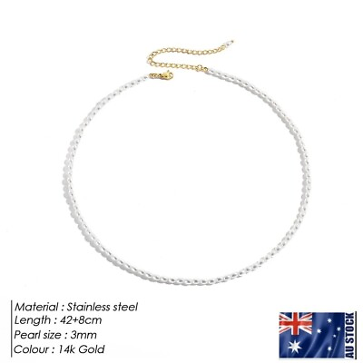 #ad #ad 428cm New Trendy Imitation Pearl Necklace WoMen Silver Handmade Single Strand AU $8.90