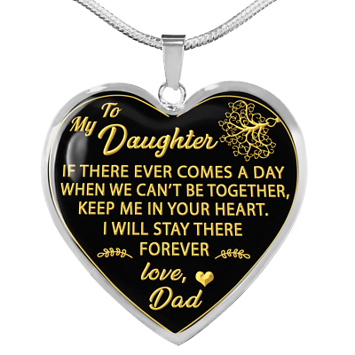 #ad To My Daughter Necklace From Dad Pendant Gift Little Girls Keep Me In Your Heart $24.95