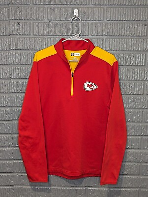 #ad NFL Kansas City Chiefs Red and Gold 1 4 Zip Light Sports Jacket Size Medium M $19.99