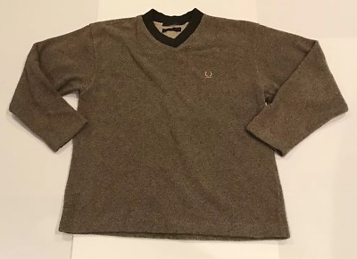 Vintage Tommy Hilfiger Fleece Pullover Knit Sweater Retro Crest Mens XL Grn Brn $15.95