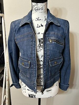 #ad LRL Ralph Lauren Jeans Co Cropped Denim Jean Zip Jacket Womens Sz Small $24.65