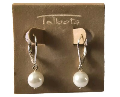 #ad NEW Talbots Drop Pearl Earrings Freshwater Pearl Dangle Pierced $20.00
