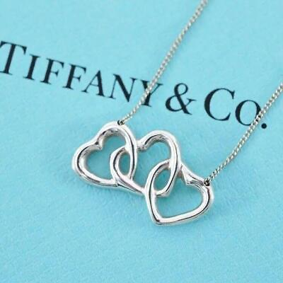 #ad Tiffany amp; Co. Triple Open Heart Necklace Pendant Silver 925 Used $100.67