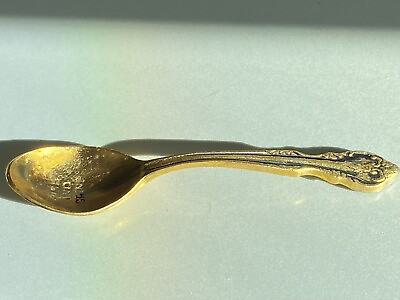 #ad Nice Aged Golden Metal RISE AND GRIND Embossed Coffee Stir Scoop Spoon $9.99