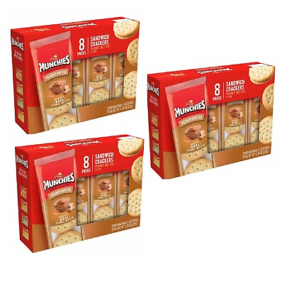 #ad Munchies Round Crackers PEANUT BUTTER On TOAST 3 boxes or 24 Packets Ready To Go $36.09
