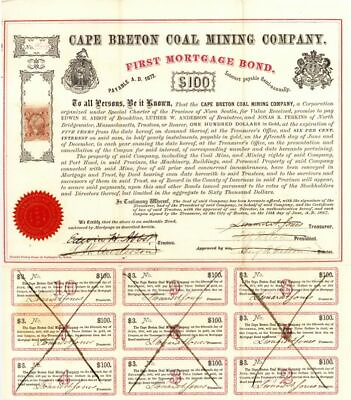 #ad Cape Breton Coal Mining Co. signed by Edwin H. Abbot Autographed Stocks amp; Bond $175.00
