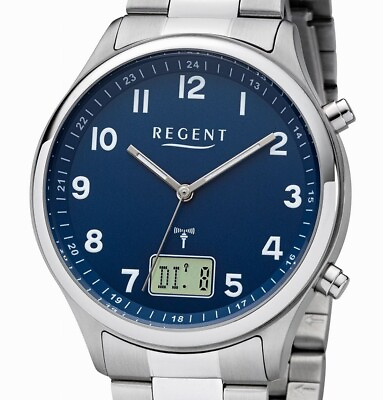 #ad Cheap Regent FR 281 Stainless Steel 1 9 16in Men#x27;s Watch Radio Clock 5 BAR Wr $102.66