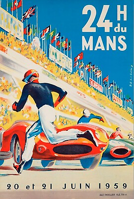 #ad 1959 Le Mans Race Car Vintage Style Auto Racing 13x19 poster $15.99