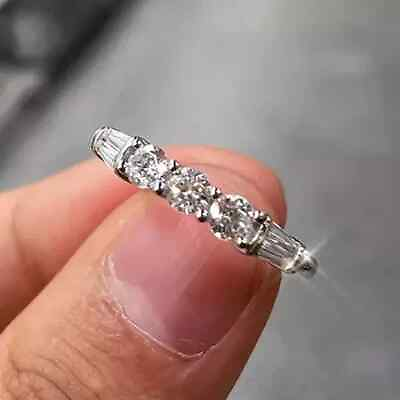 #ad Real Moissanite 2Ct Round Cut Engagement amp; Wedding 14K White Gold Plated Silver $144.30