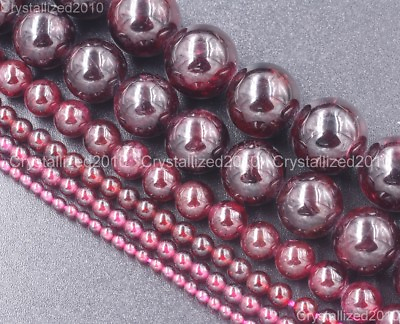 #ad #ad Natural Dark Red Garnet Gemstone Round Beads 3mm 4mm 5mm 6mm 8mm 10mm 12mm 16quot; $6.27