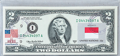 #ad National Currency Note US 2 Dollar Bill Paper Money $2 Business Gift Flag Monaco $149.95