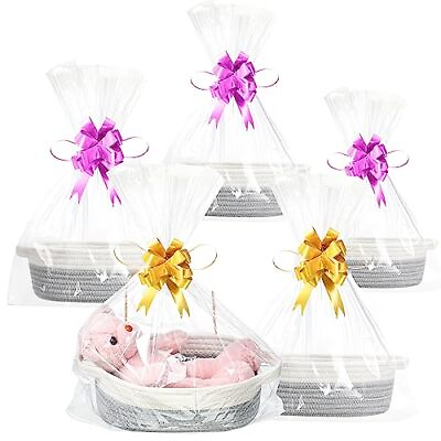 #ad 5 Pack Small Woven Basket with Gift Bags and Ribbons Baskets for Gifts Empty ... $32.31