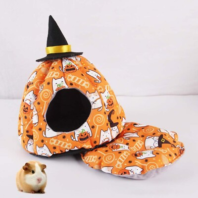 #ad Hamster Bed Cozy Non slip Washable Halloween Pumpkin Squirrel Hamster Nest Pet $13.28
