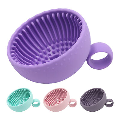 #ad Makeup Brush Cleaning Bowl Brush Cleaning Pad Silicone Makeup Brush Portable $8.72