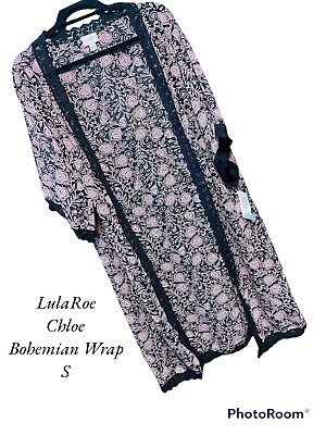 NWT LuLaRoe Chloe Sheer Black and Pink Floral Bohemian Overlay S $30.00