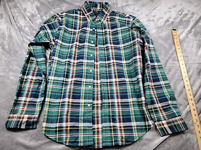 #ad NWOT Mens XL Ralph Lauren Slim Fit Blue Green Plaid Stretch Oxford Shirt PONY $50.00