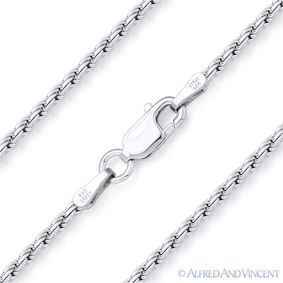 #ad Italy 925 Sterling Silver amp; Rhodium 1.6mm Twist Rope Link Italian Chain Necklace $32.39