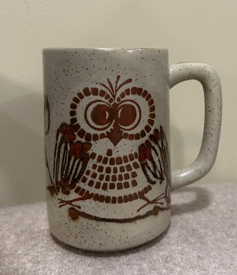 #ad Vintage Speckled Otagiri Style Stoneware Owl Mug Retro 70s 16oz Unbranded $23.00