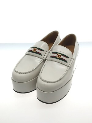 #ad GUCCI SHERRY LINE THICK PLATFORM LOAFERS Size 37 White 658920 From Japan $650.99