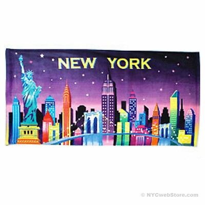 #ad NYC Skyline Beach Towel New York City Souvenir Pool Bath Travel Gift $19.54