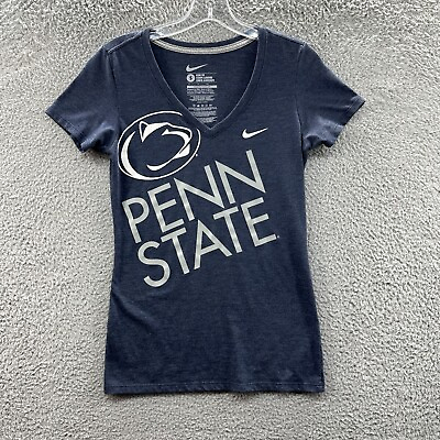 #ad Nike T Shirt Women#x27;s Small Blue Slim Fit Penn State Graphic T Shirt Ladies S $5.57