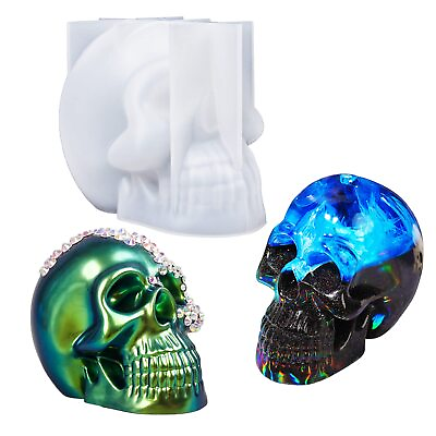 #ad Silicone 3D Large Skull Shape Molds Skeleton Skull Epoxy Resin Mold $13.13
