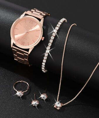 #ad #ad Watch Gift Set for Women Ladies Rose Gold 5 Pieces of Jewellery High Quality UK GBP 9.99
