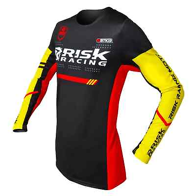 #ad Risk Racing Ventilate Pro X LARGE motocross jersey top Black Yellow RACE GEAR GBP 45.99