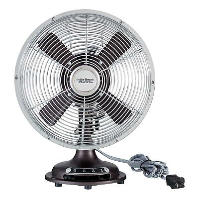#ad New 8 inch Retro 3 Speed Metal Tilted Head Oscillation Table Fan ORB $45.72