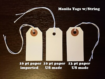 #ad Manila Tags With String Inventory Shipping Hang Label Strung Scrapbook $8.99