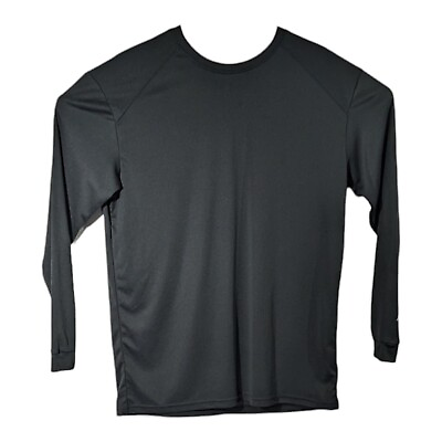 #ad #ad Mens Blank Black Athletic Shirt Long Sleeve Size L Large Polyester Bsn $18.03