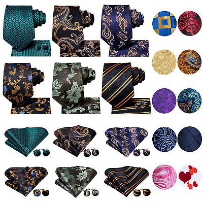 #ad US 248 Colors Slik Mens Tie and Handkerchief Set Necktie Pocket Square Cufflinks $9.99