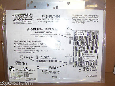 #ad TransGo 4L60E New Valve Body Plate 1993 1994 Heavy Duty HD VB Separator Steel $48.00