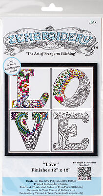 #ad Design Works Zenbroidery Stamped Embroidery Kit 12quot;X12quot; Love $10.22