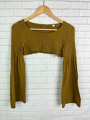 #ad Anthropologie Knitted and Knotted Brown Ultra Crop Sweater Womens extra small xs $29.70
