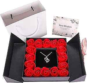 #ad Eternal True Rose Gift Box Mothers Day Gift Rose Box with Necklace 100 $28.03