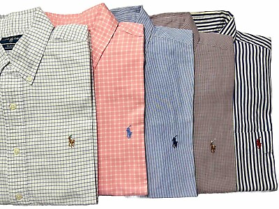 #ad Lot of 5 Ralph Lauren Long Sleeve Men’s Button Up Shirts L LARGE $74.99