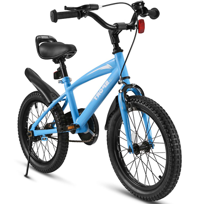 #ad 16 Inch Kids Bike Girls and Boys Blue Kid Bicycle for Age 4 8 Years Old with Kic $138.90