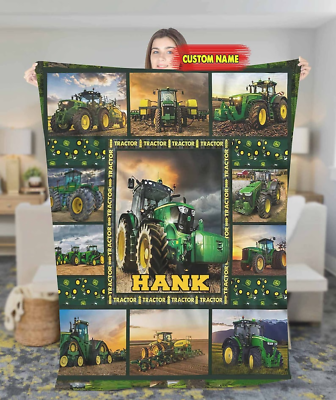 #ad Personalized Tractor Fleece Blanket Birthday Gift Home Decor Tractor Son Gift $37.98