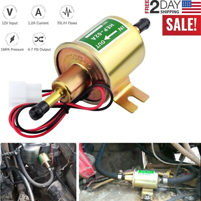 #ad Inline Fuel Pump 12v Electric Transfer Low Pressure Gas Diesel Fuel Pump HEP 02A $8.95