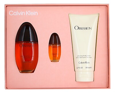 #ad #ad Obsession by Calvin Klein 3pc Women#x27;s Gift Set 3.4 oz EDP Body Lotion Mini $45.72