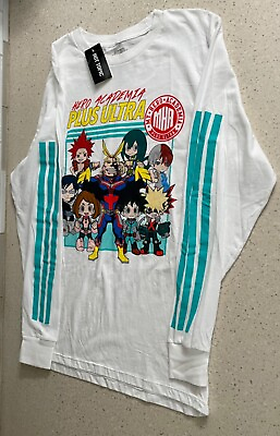 #ad My Hero Academia Plus Ultra Long Sleeve Anime Manga T shirt Mens Small White NWT $17.99