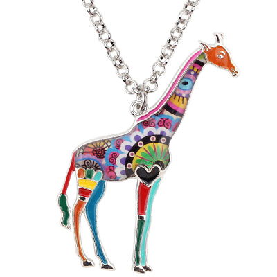 #ad Enamel Alloy Africa Giraffe Necklace Pendant Jungle Animals Jewelry Charms Gifts $7.99