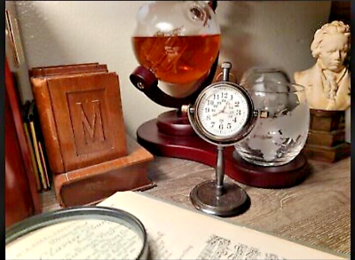 #ad Clock Desk Vintage Table Top Antique Tabletop Brass Decorative Gift Mechanical $27.51