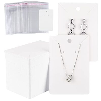 #ad 150 Set Earring Holder Cards Necklace Display Cards with 150pcs Self Seal Bags $12.91